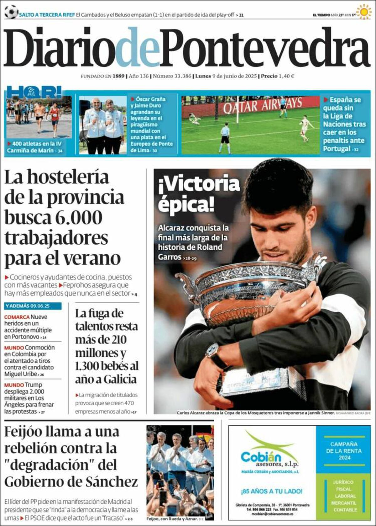 Carlos Alcaraz, prezent pe prima pagină a ziarelor spaniole din toate comunitățile, după triumful istoric de la Roland Garros