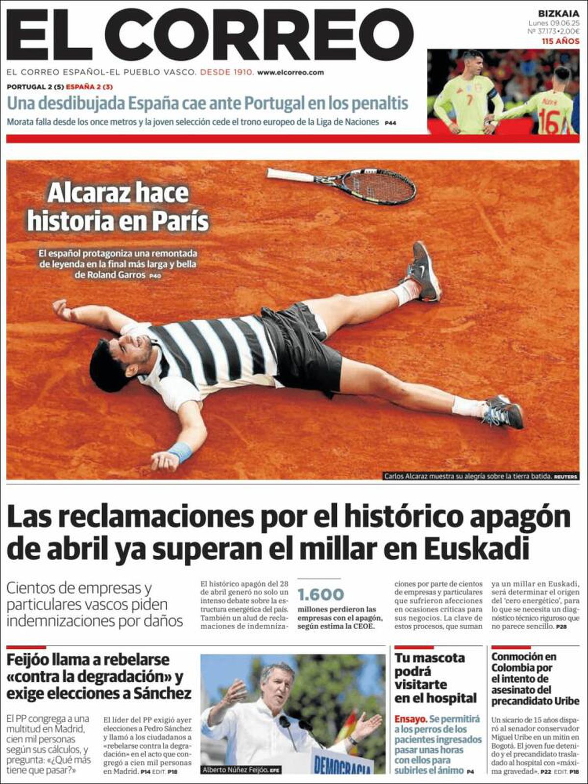 Carlos Alcaraz, prezent pe prima pagină a ziarelor spaniole din toate comunitățile, după triumful istoric de la Roland Garros