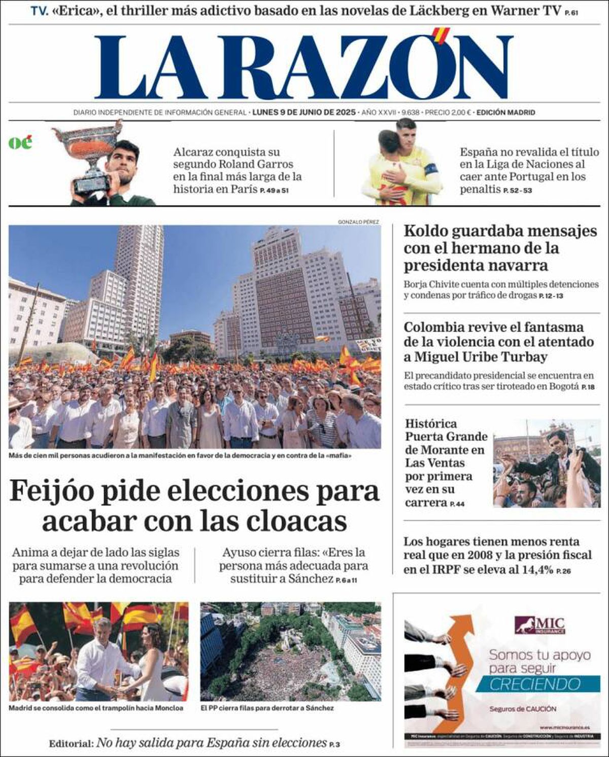 Carlos Alcaraz, prezent pe prima pagină a ziarelor spaniole din toate comunitățile, după triumful istoric de la Roland Garros