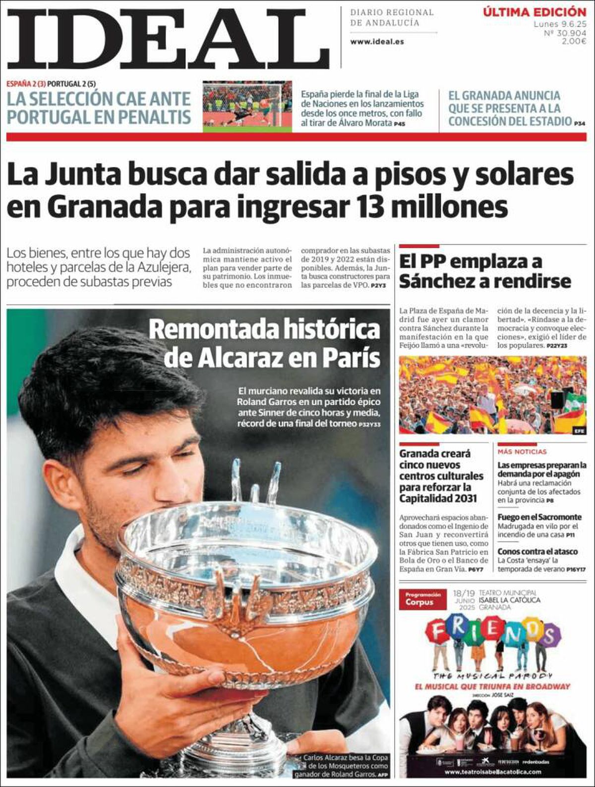 Carlos Alcaraz, prezent pe prima pagină a ziarelor spaniole din toate comunitățile, după triumful istoric de la Roland Garros