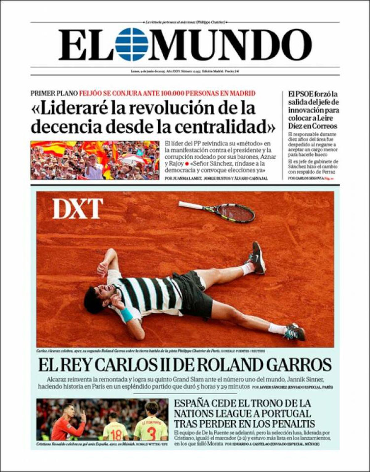 Carlos Alcaraz, prezent pe prima pagină a ziarelor spaniole din toate comunitățile, după triumful istoric de la Roland Garros