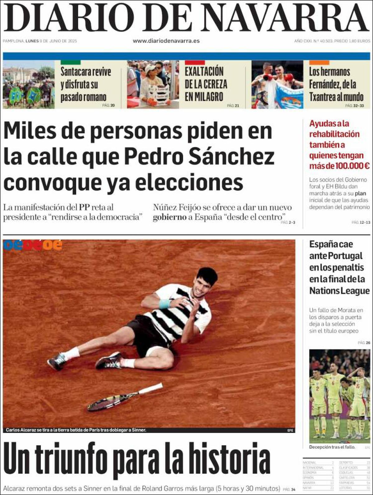 Carlos Alcaraz, prezent pe prima pagină a ziarelor spaniole din toate comunitățile, după triumful istoric de la Roland Garros