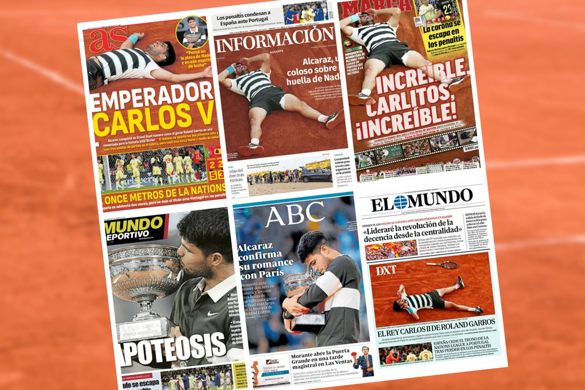 Carlos Alcaraz, prezent pe prima pagină a ziarelor spaniole din toate comunitățile, după triumful istoric de la Roland Garros