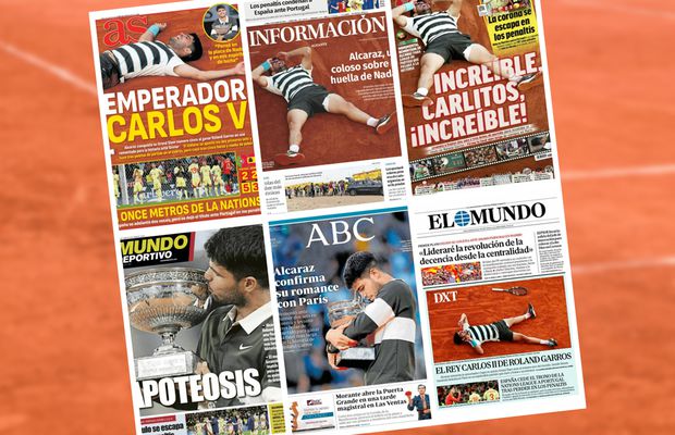 Carlos Alcaraz, prezent pe prima pagină a ziarelor spaniole din toate comunitățile, după triumful istoric de la Roland Garros