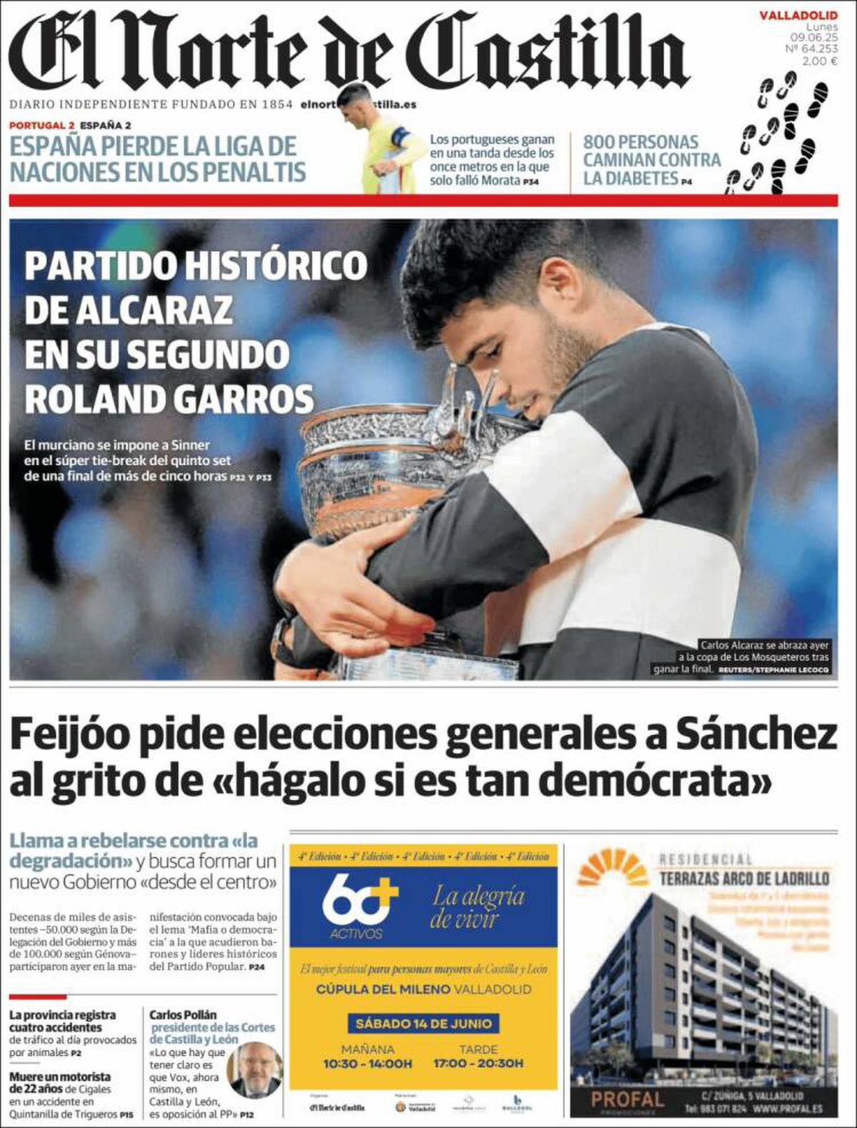 Carlos Alcaraz, prezent pe prima pagină a ziarelor spaniole din toate comunitățile, după triumful istoric de la Roland Garros