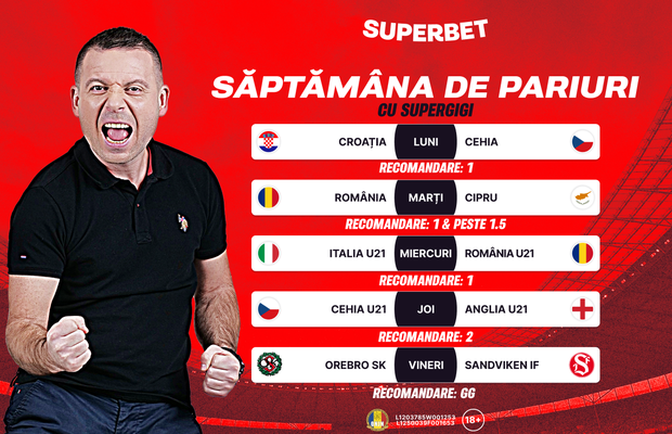 Săptămâna de Pariuri cu SuperGigi: meciurile naționalelor în prim-plan