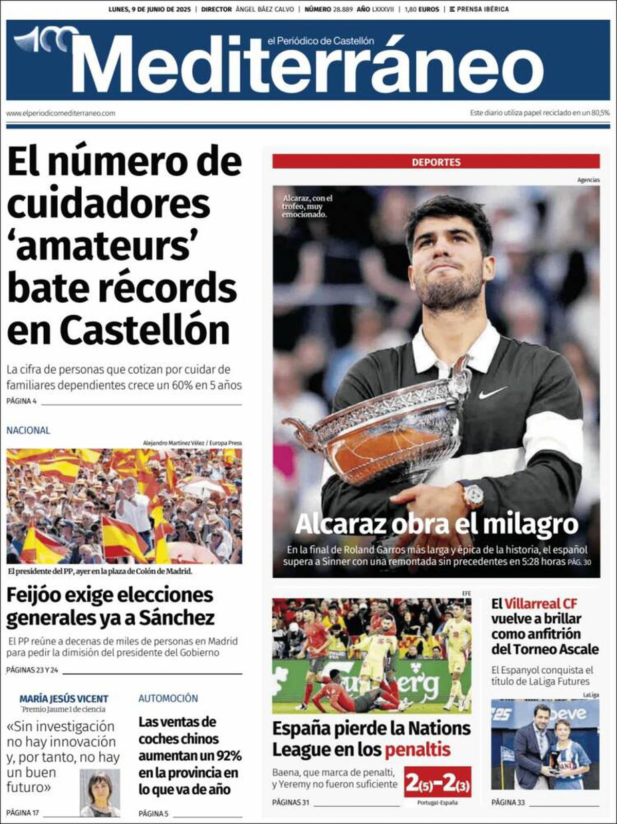 Carlos Alcaraz, prezent pe prima pagină a ziarelor spaniole din toate comunitățile, după triumful istoric de la Roland Garros
