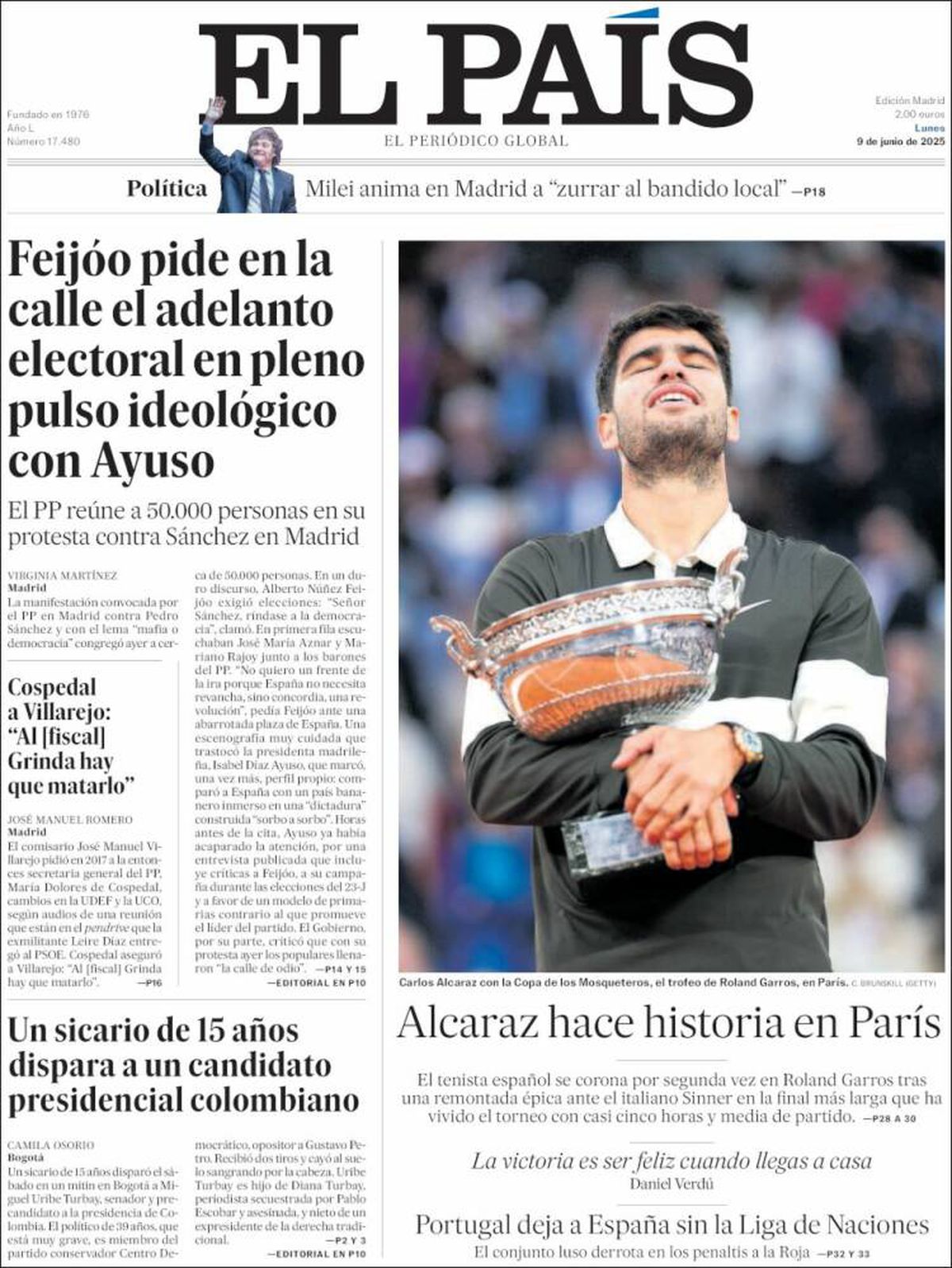Carlos Alcaraz, prima pagină a ziarelor spaniole după Roland Garros 2025