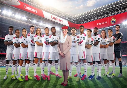Jucătorii lui Real Madrid vor purta tricouri cu spnosorul principal Fly Emirates până în 2031, clubul încasând 100 de milioane de euro anual / Foto: X Diario AS