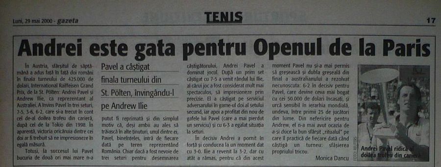 Cronica din Gazeta Sporturilor, după finala Andrei Pavel - Andrew Ilie Înainte de Kyrgios a fost Andrew Ilie! Povestea australianului născut în România care a ajuns idol la Antipozi: „Dă-ți tricoul jos, nu ne lăsa așa!”