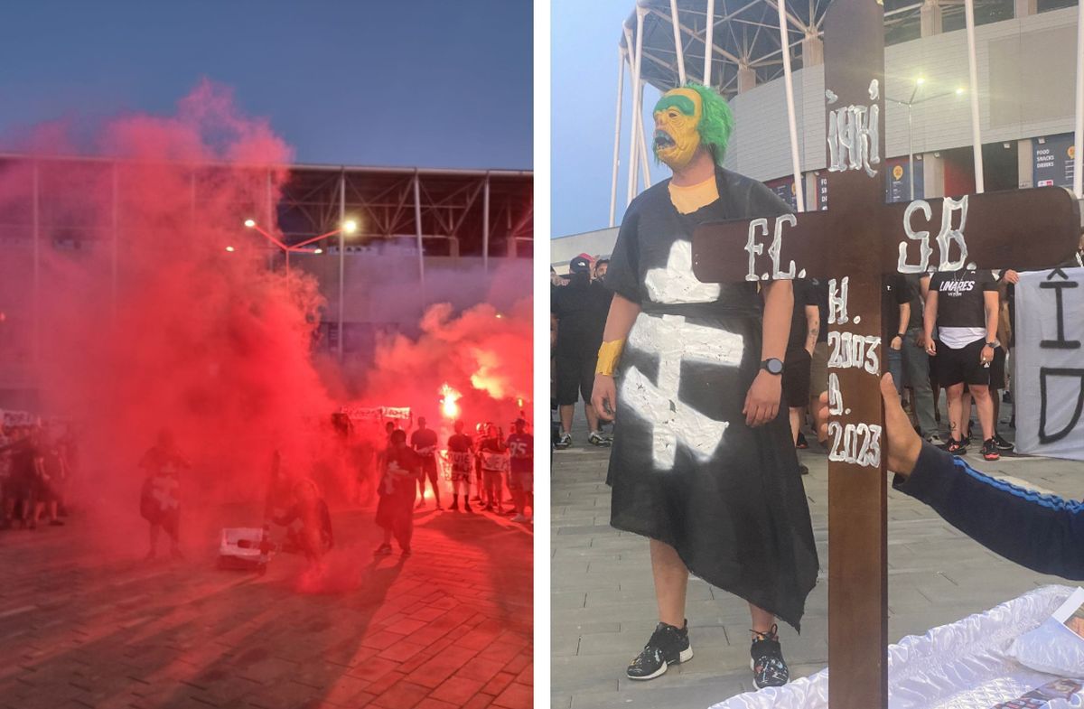 Decor macabru pus în scenă de Peluza Sud » Ce s-a întâmplat în fața arenei din Ghencea