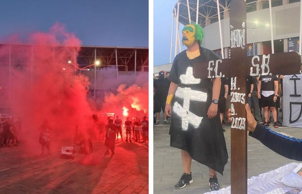 Decor macabru pus în scenă de Peluza Sud » Ce s-a întâmplat în fața arenei din Ghencea