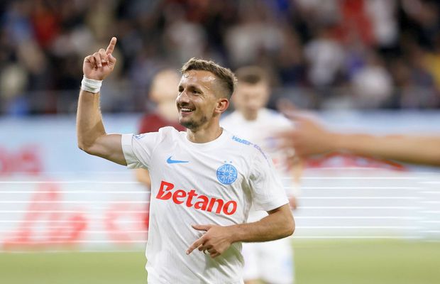 Gol splendid marcat de FCSB » Intrat la pauză, Ștefănescu a trimis din voleu în vinclu