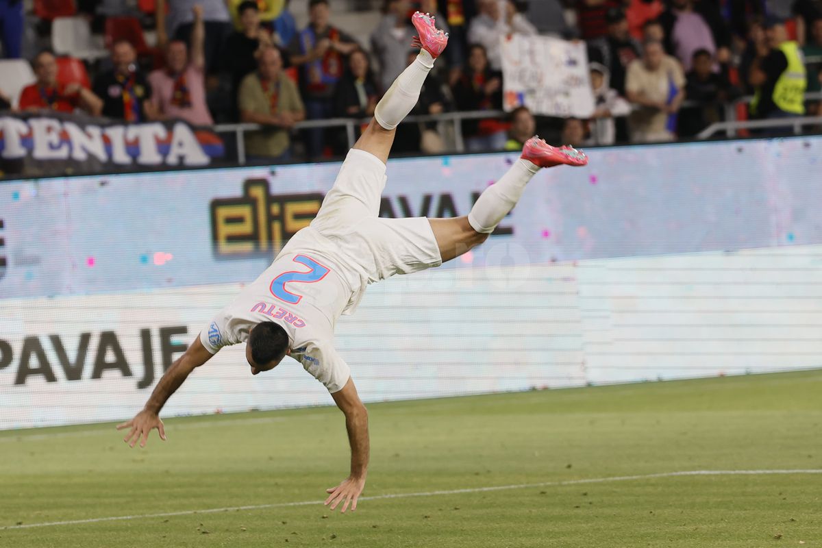 Ce s-a întâmplat pe gazon imediat după FCSB - Inter d'Escaldes » Crețu a făcut din nou tumbe, un jucător a fost băgat în ședință