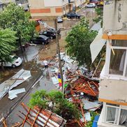 Dezastru în Mioveni, după furtună/ foto: Facebook @Aurel Costache