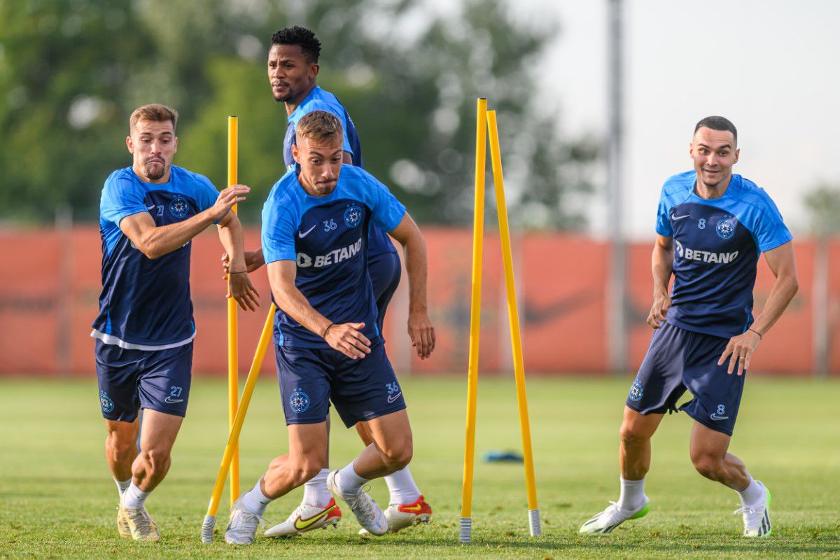 Distracție la antrenamentul FCSB » Cum i-a testat Neubert pe jucători + Charalambous s-a băgat la joc