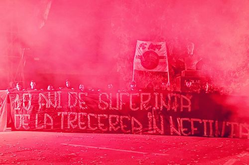 Singurii care au aniversat momentul au fost suporterii lui FC Argeș / Sursă foto: Facebook@ Peluza Nord