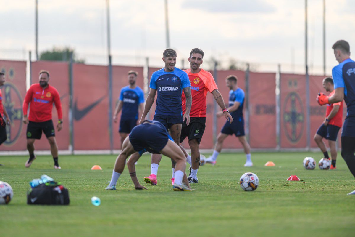 Distracție la antrenamentul FCSB » Cum i-a testat Neubert pe jucători + Charalambous s-a băgat la joc