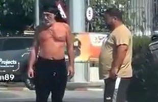 „Stallone de România” » Gigi Becali a descins din Rolls cu un „turban”, la bustul gol