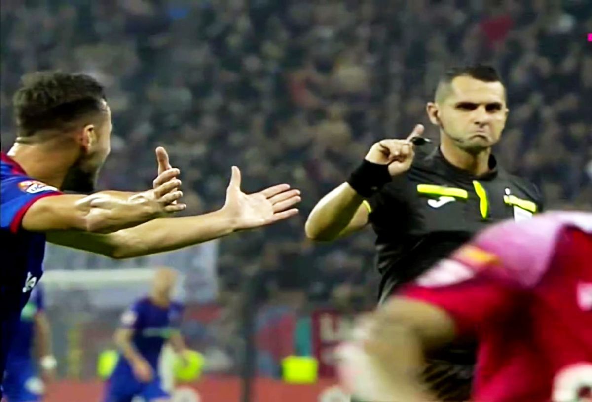 CSA Steaua a cerut penalty în derby-ul cu Dinamo! Faza s-a petrecut chiar sub ochii „centralului” Iulian Călin
