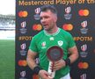 România a fost învinsă de Irlanda la debutul în grupa B a Cupei Mondiale de rugby, scor 8-82. Peter O'Mahony (33 de ani), desemnat cel mai bun jucător al partidei, a lăudat curajul „stejarilor”.