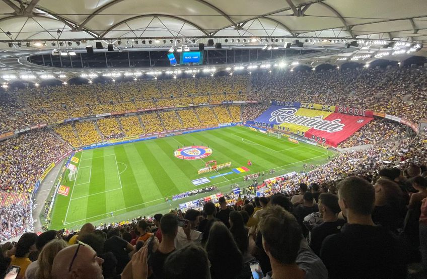 Cei 45.000 de spectatori prezenți pe Arena Națională la duelul Israel - România, din preliminariile EURO 2024, au oferit o scenografie deosebită, cu însemnele tricolore.