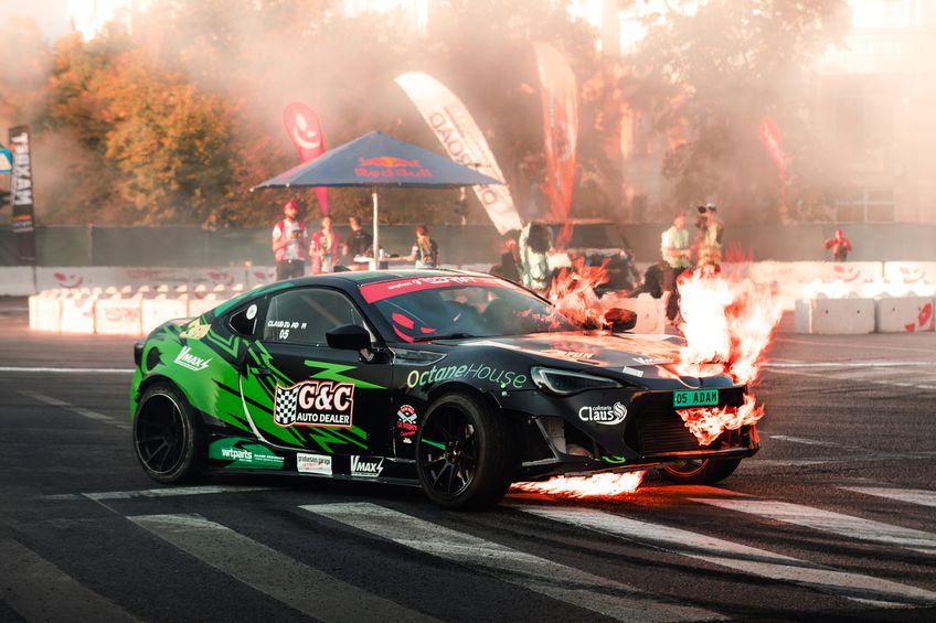 Toyota GT86 a lui Claudiu Adam, cuprinsă de flăcări FOTO: Răzvan Petrescu