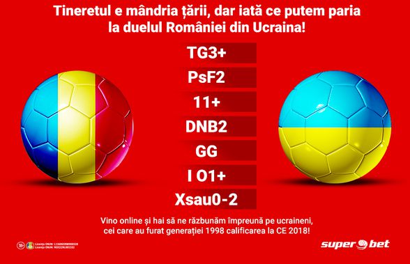 Ucraina – România la tineret: SuperCotele care acompaniază echipa lui Mutu spre EURO