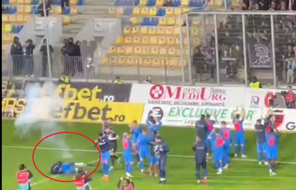 Incident după Petrolul - FCSB » Omrani s-a prăbușit în fața galeriei, din cauza unei petarde: medicii au intervenit imediat. Billel a încercat apoi să se răzbune