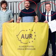 Cristian Cațan (în dreapta), lângă Cristian David (încercuit, în centru), la o acțiune a partidului AUR / Sursă foto: Facebook