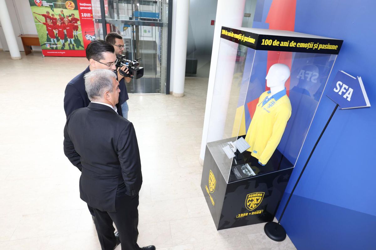 Imagini de la sediul FRF, cu Laporta, Burleanu, Răducioiu și Stoichiță, la finalul întâlnirii de azi