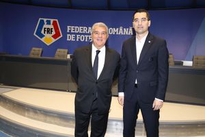 Imagini de la sediul FRF, cu Laporta, Burleanu, Răducioiu și Stoichiță, la finalul întâlnirii de azi