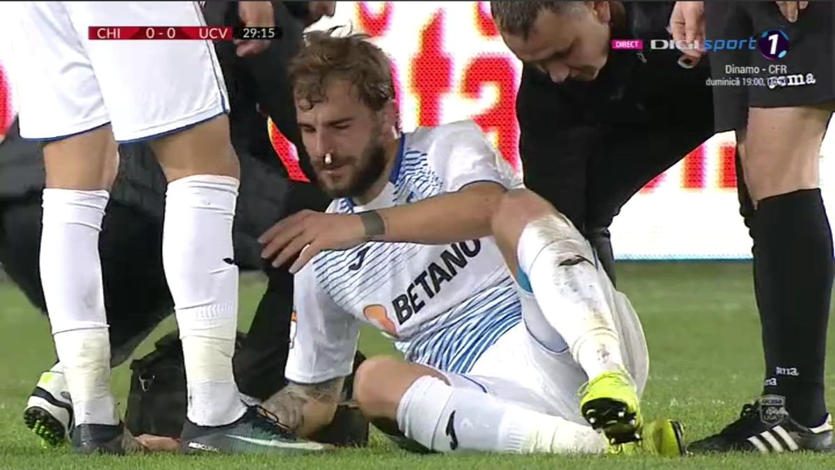 CHINDIA - CRAIOVA 1-1 // GALERIE FOTO Josip Ivancic l-a umplut de sânge pe Mihai Bălașa! Fotbalistul Chindiei văzut direct „ROȘU”