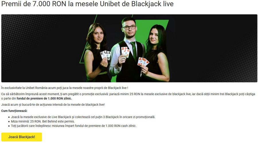 Unibet Casino, o destinație perfectă pentru jucătorii de blackjack