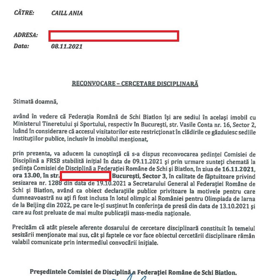 Cazul Caill - JO de iarnă: Ania a venit cu avionul pentru a fi prezentă la Comisia de Disciplină, dar termenul s-a amânat cu o seară înainte