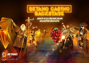 Betano te invită în Casino Backstage,  unde poți câștiga zilnic 100 Rotiri Gratuite