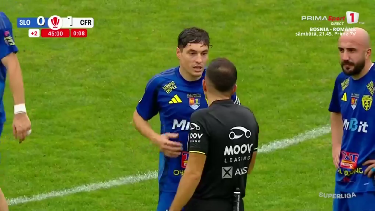 Fază controversată în Unirea Slobozia - CFR Cluj » Golul ardelenilor, analizat 4 minute la VAR: Pancu s-a enervat, fanii au strigat „hoții, hoții”