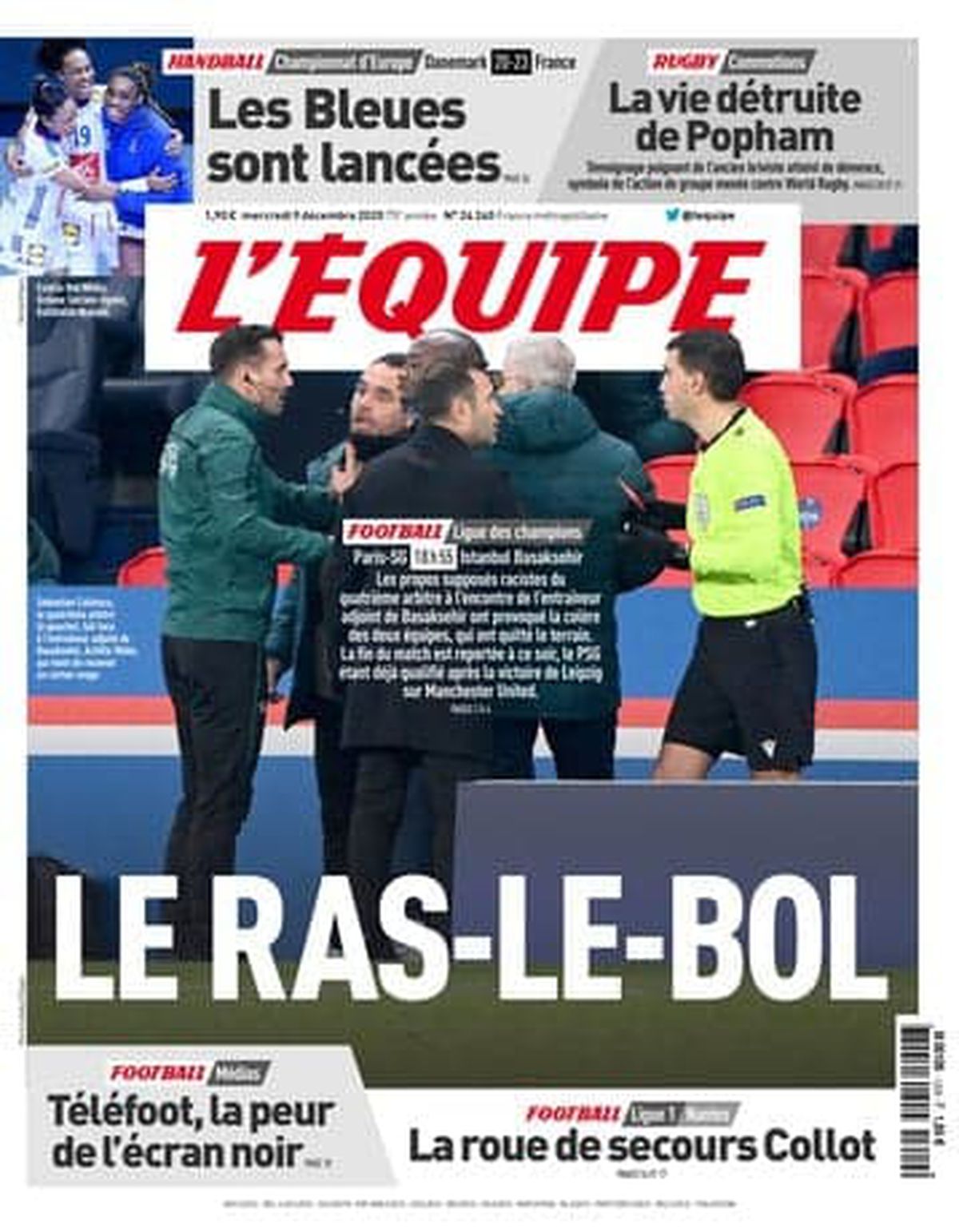 Sebastian Colțescu, derapaj rasist în Liga Campionilor » Ce au scris marile ziare ale lumii pe prima pagină după scandalul de la PSG - Bașakșehir