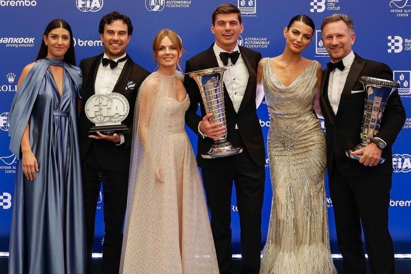 Sergio Perez, Max Verstappen, Christian Horner și partenerele la Gala FIA 2023 Foto Instagram F1