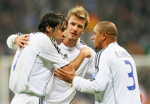 Raul Gonzalez, stânga, Beckham și Roberto Carlos, foto: Imago