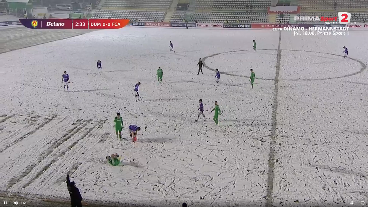 Dumbrăvița - FC Argeș, disputat pe zăpadă