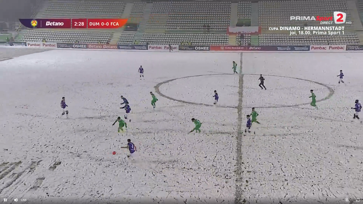Dumbrăvița - FC Argeș, disputat pe zăpadă