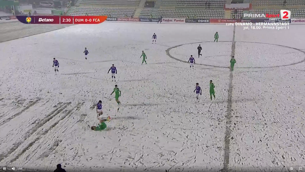 Dumbrăvița - FC Argeș, disputat pe zăpadă