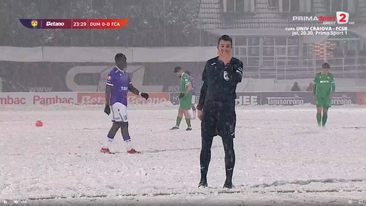 Dumbrăvița - FC Argeș, disputat pe zăpadă
