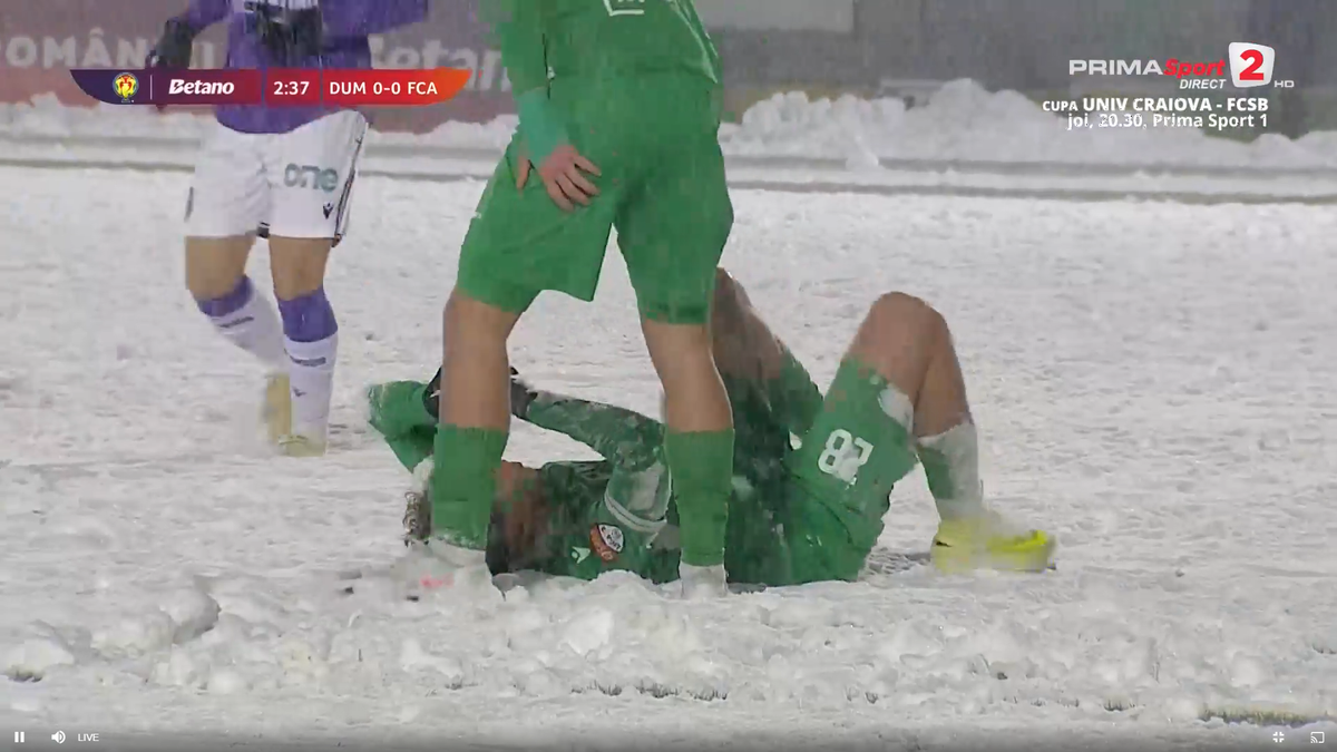 Dumbrăvița - FC Argeș, disputat pe zăpadă