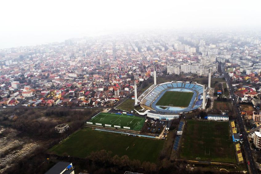 Imagine din dronă cu stadionul Farul