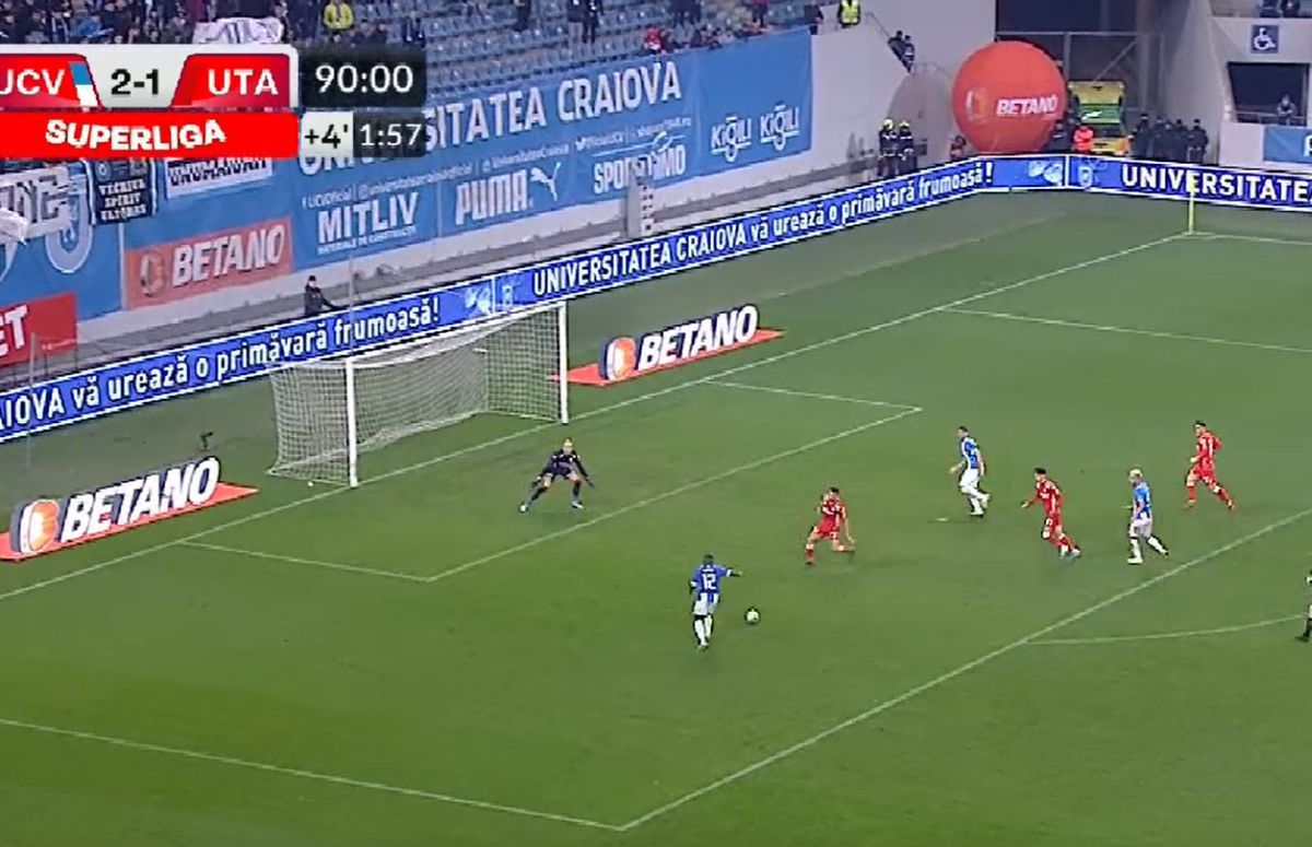 Andrei Ivan s-a făcut de râs în CSU Craiova - UTA / FOTO: Capturi TV @Digi Sport 1