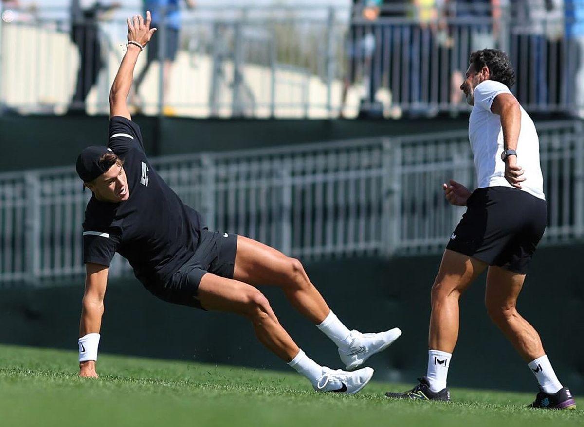 Holger Rune și Patrick Mouratoglou, antrenament fotbal