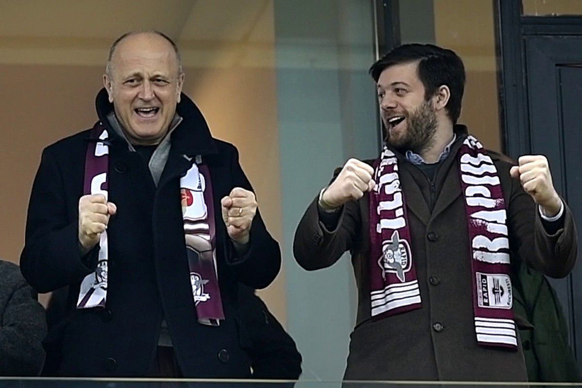 „Hai, mă!” » Imagini FABULOASE cu Dan Șucu și Victor Angelescu înainte de Rapid - FCSB 4-0