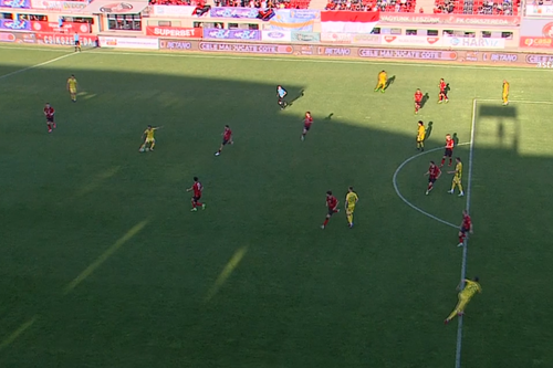 Momentul golului egalizator marcat de CS Mioveni / Foto: captură de ecran de la Prima Sport